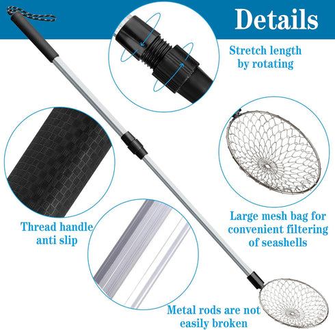 codree 5 Pcs/Set Beach Sand Sifter with Beach Bags- Shark Tooth Sifter- Sand Scoop Shell Scooper for Beach- Beach Scoop