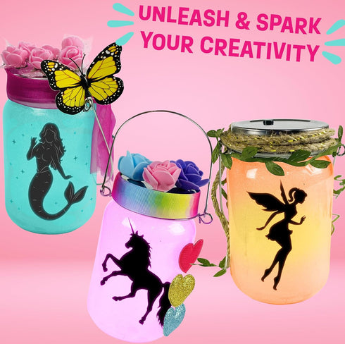 WOOODLIFY 8 9 10 11 12 8-10 8-12 Light-up Unicorn Fairy & Mermaid Lanterns Craft Kit Christmas Gifts for Year Old Girls