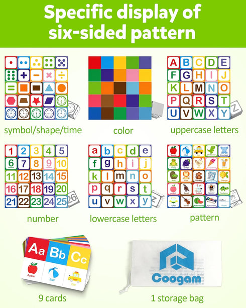 3 4 5 Coogam Magnetic Alphabet Blocks for Learning Numbers, Letters, Shapes, Magnet Construction Game & Toddlers