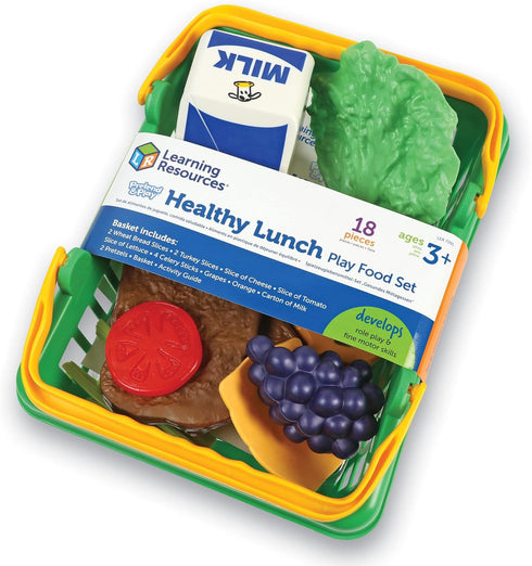 17 3+ Learning Resources Healthy Lunch Basket - Pieces, Ages Pretend Play Food for Toddlers, Preschool Learning Toys