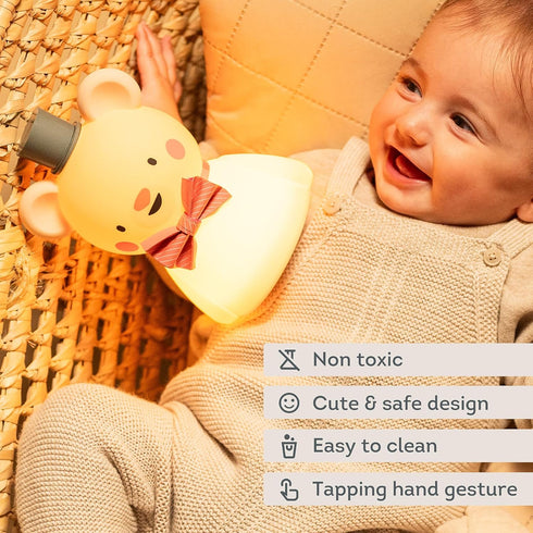 30-Min 3-Level Dimmable Taf Toys Silicone Kids Night Light Adjustable Brightness Levels & Timer Tap Control Baby Night