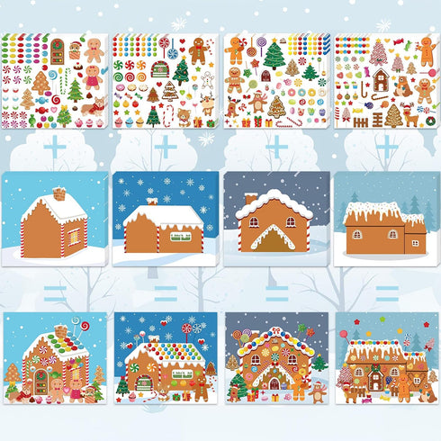 XZENTIRA 32 Sheets Christmas DIY Gingerbread Stickers Make a Gingerbread House DIY