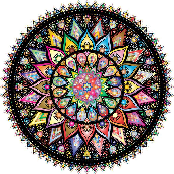 Bgraamiens Puzzle - Geometric Colorful Mandala - 1000 Pieces Creative Round Blue Board Jigsaw