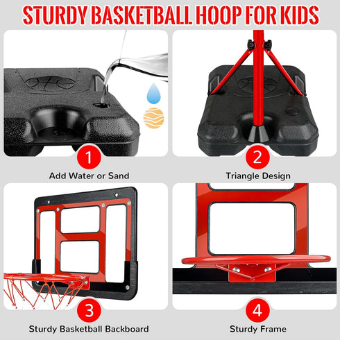 GMAOPHY Kids Basketball Hoop with Stand, Adjustable Basketball Set for Boys Age 3-8, Indoor Outdoor Sport Game