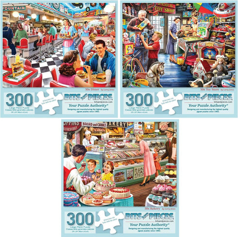 Bits and Pieces 300 Piece Puzzles for Adults Larry Jones 3-Pack -