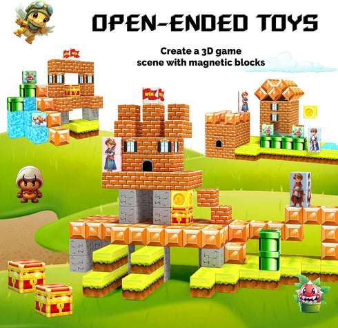 Magnetic Blocks Building Toys - Creative Montessori Sensory Toys for Boys & Girls Ages 3-8, Fun Gift
