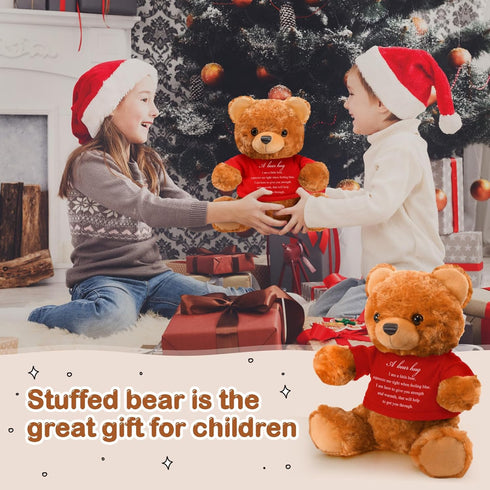 2 Pcs Little Bear Plush Stuffed Animal Sympathy Gifts, Memory Bear with Bear Hug Sign, Funeral Gift for Kids