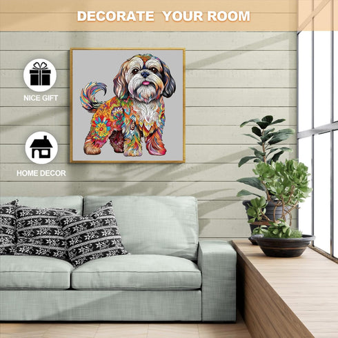 Wooden Puzzles for Adults - Shih Tzu Dog Wooden Jigsaw Puzzle - Unique Shape Lhasa Apso Gift