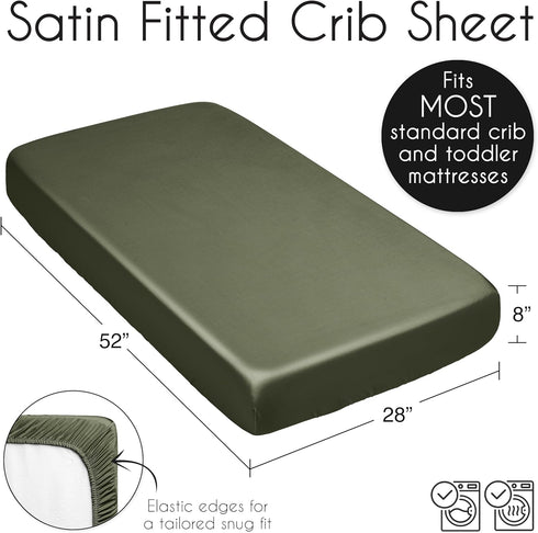 Sweet Jojo Designs Dark Green Boy Girl Gender Neutral Baby Satin Fitted Crib Sheet Infant Newborn Nursery Toddler Bed