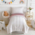 Joyreap 4 Set Set, Piece Cotton Toddler Bedding for Girls, Flower Stripes Boho Design, Soft Breathable Cotton Toddler