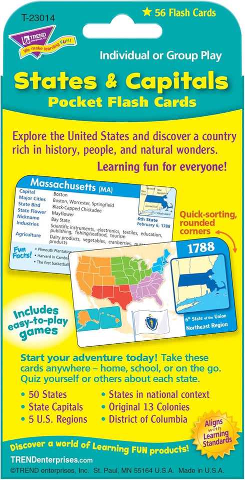 Pocket Flash Cards of States & Capitals