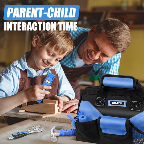 32-Piece Set, 12 6+, Kids Real Tool Blue Kids Size with Storage Bag, Safety Certified Children Learning Hand Tools
