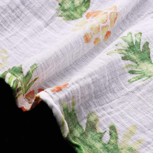Muslin Swaddle Square Blankets, Baby Receiving Blanket Wrap, Swaddle Towel for Girl Shower Gift - Big Pineapple