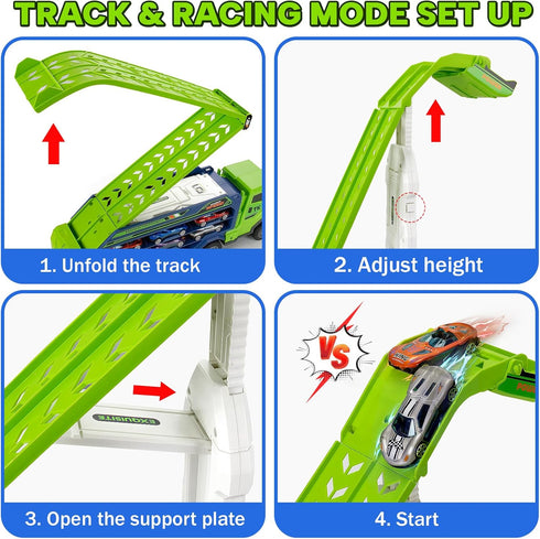 3 4 5 6 7 8 2 Playset 25-in 6 Kids Toys for Years Old Boys, Carrier Truck Transport Car Toys, Foldable Layer Car Race