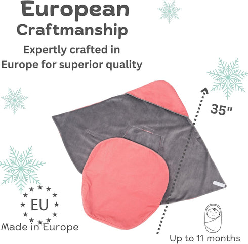 5 Car Seat Blankets for Babies Winter - Stroller Footmuff Carseat Cover Baby Point Harness - Swaddle Bunting Bag (Pink)