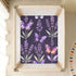 CZXW 52" 28" Butterflies and Lavender Flowers Crib Sheets Fitted x Natural Cotton Soft & Breathable for Baby Crib