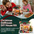 Yeconire Set, 3D Christmas Miniature Dollhouse Kits, DIY Miniature House Kit, Tiny House with LED, Christmas Village