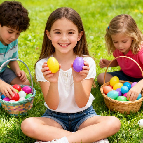 220 110 110 Pcs Prefilled Easter Eggs and Toys, Eggs Pre Filled with Toys inside, Easter Basket Stuffers Party Favors