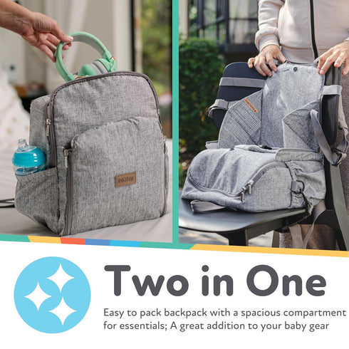 2-in-1 Backpack 5-Point 55 lbs 9+ Nuby Easy Go Booster Seat with Safety Harness - Portable Travel Highchair - Holds Up