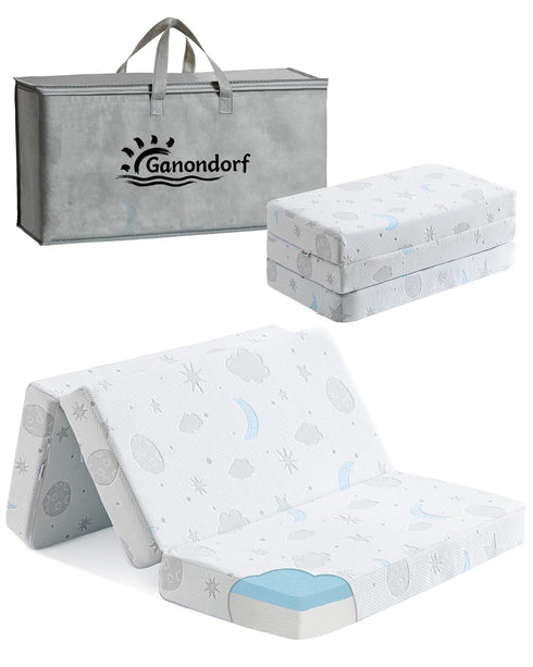 Trifold Pack and Play Mattress 38x26'' Breathable Soft Plush Memory Foam for