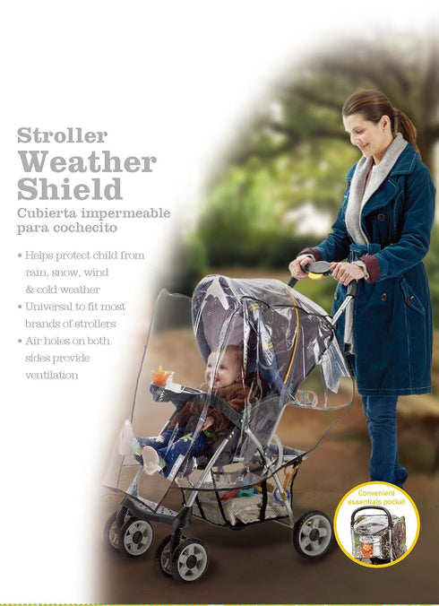 Jeep Standard Stroller Rain Cover, Universal Size, Waterproof, Windproof, Clear Vinyl Plastic Weather Shield