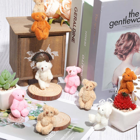 32 2.36 Inches 4 Skylety Pieces Mini Bear Plush Toy Tiny Bear Mini Joint Tiny Soft Doll Stuffed Animal Toys