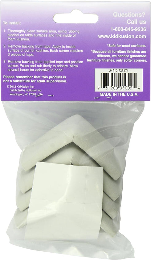 KidKusion Safety Corner Cushion, 4-Piece, Off White, Child Proofing, Baby Proof Table Protector