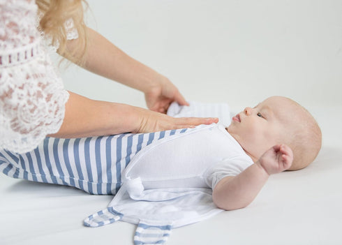 Set 3, Amazing Baby Swaddle Blanket with Adjustable Wrap, of Tiny Anchors, Stripes and Solid, Denim and Gray, Small