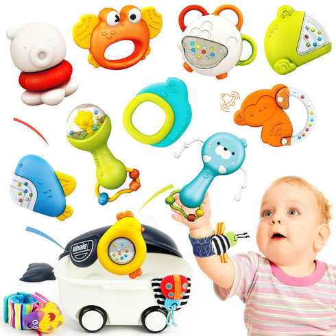 0-6 6-12 Vanmor Baby Rattles Months | Sensory Toys for Infants Month, Wrist Rattle Socks, Foot Finder & Teething Toys |