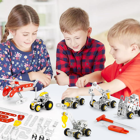 272 PCS Stem Building Toys, Metal Construction Vehicles & Helicopter Model Kit, 6 Models Erector Sets for Boys Age 8-12