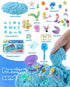 sikmcle Ocean Sensory Bin Blue Moldable Sensory Sand Kit Sandbox with Lid Colorful Plastic Sea Shell Conch Starfish
