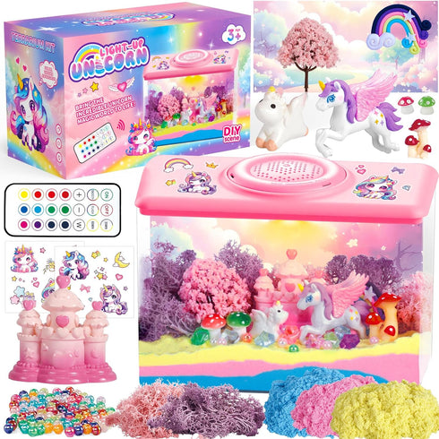 Unicorn Light-Up Terrarium Kit for Kids - Night Light with Remote &