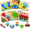 Magifire Wooden Puzzles for Toddlers 1-3, Set of 6 Montessori Baby Puzzles with Storage Bag