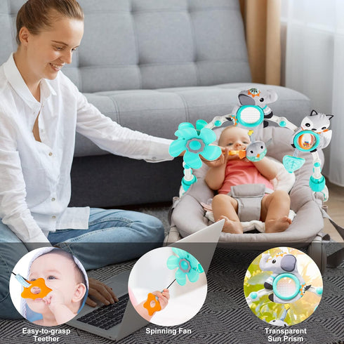 Lynncare Adjustable Arch Bassinet Toys for Infant & Toddlers, Stroller Arch, Baby Crib Toys with Fascinating Hanging
