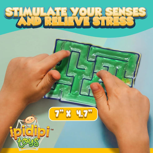 Pack 3 IPIDIPI TOYS Gel-Filled Maze Puzzle Quiet Sensory Squishy Fidget Toy for All Ages, Tactile Gel Pads, Easter