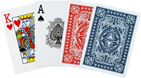 32 Pack,Standard FURWEY Playing Cards Index,Red and Blue Backs,Large Digital Printing is Easy to Read,BlackjackEuchre