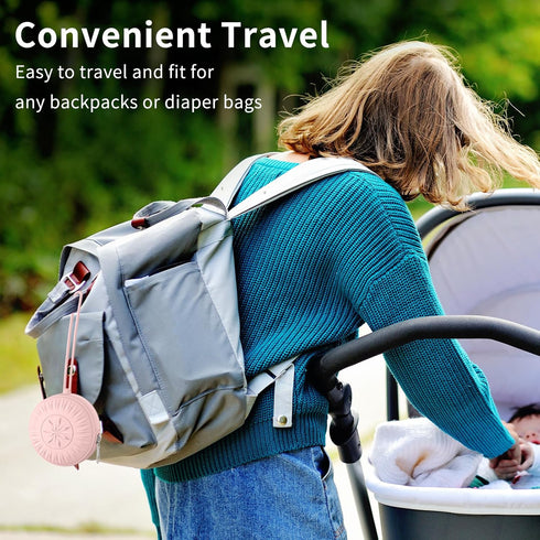 2 Pack senbowe Silicone Pacifier Holder Case, Newborn Baby Portable Silicone Pacifier Case Cover Pouch for Diaper Bag