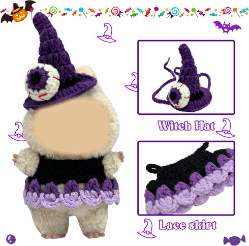 17cm Set 17cm Halloween Clothes for Doll Outfits, Hat Dress for Dolls, Stylish Adorable Halloween Clothes Accessories