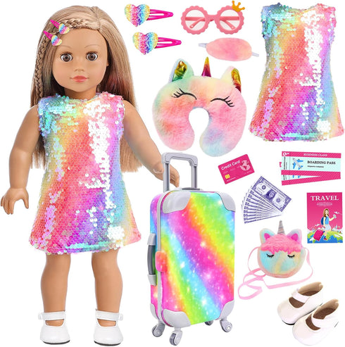 K.T. Fancy 23 Pcs American 18 Inch Doll Clothes & Accessories, Cute