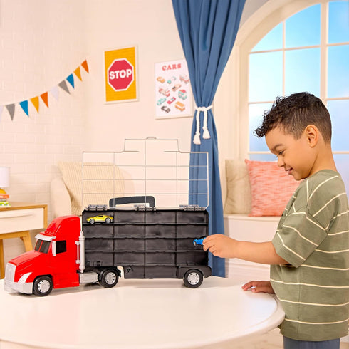 2 3+ Driven by Battat Large Toy Carrier Truck for Kids with Pull Back Cars Toy Transport Truck & Pretend Play Vehicle