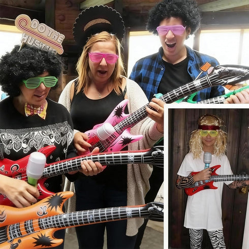 Set, 18 Pack 4 6 6 1 1 OuMuaMua Inflatable Rock Star Toy Inflatable Party Props - Inflatable Guitar, Microphones