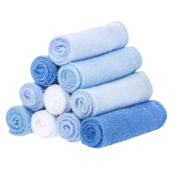 Spasilk Washcloth Wipes Set, Soft Terry Washcloth Set for Newborns, Pack of 10, Blue