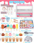 Wooden Ice Cream Toys Kitchen Play Store - Play Kitchen Accessories for Toddlers 3-5, Scoop, Menu & Fake Money