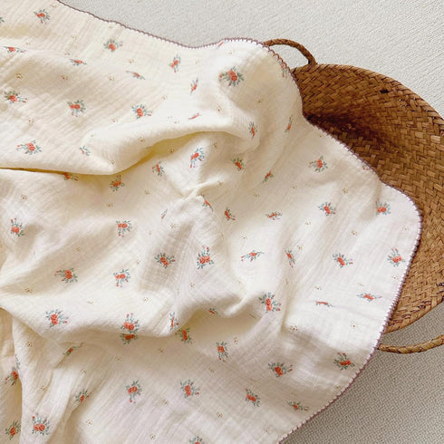 Blankets,4-Layer Pattern,47"x51" BuLuTu Toddler Blanket Muslin Cotton Baby Blanket Soft Nursery Bed Blankets Shabby