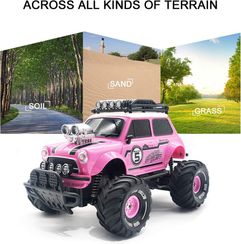 10Leccion Remote Control Car for Girls, Pink RC Truck with Two Rechargeable Batteries, Toys for Ages 3-8 Birthday Ideas