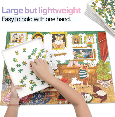 9-Pack 11" 9" 10001500 Playboda Puzzle Sorting Trays with Lid that Doubles as a Puzzle Box Stand x Stackable Trays
