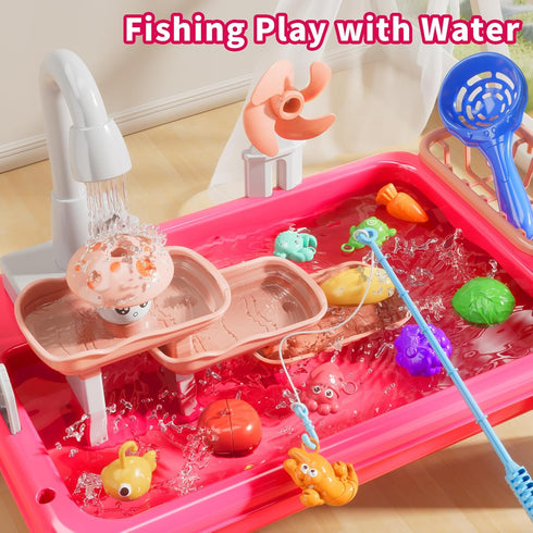 NIPLOOOW 3-5, 4-8, 3 4 5 6 7 8 Kitchen Sink Toys Toddlers Play Sink with with Electric Water Pump, Water Table for Kids
