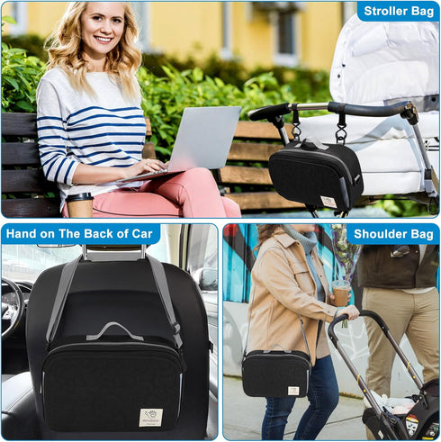 Accmor Universal Stroller Organizer with Insulated Cup Holder Pocket, Large Capacity Caddy for Uppababy, Doona, Nuna