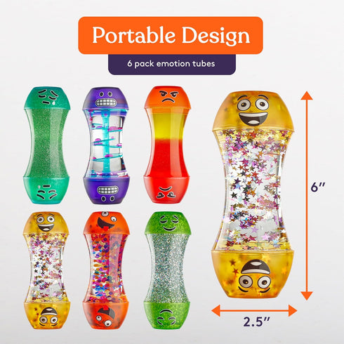6-Pack Special Supplies Liquid Motion Bubbler Toy Cool Emotion Tubes Colorful Hourglass Timer with Droplet Movement