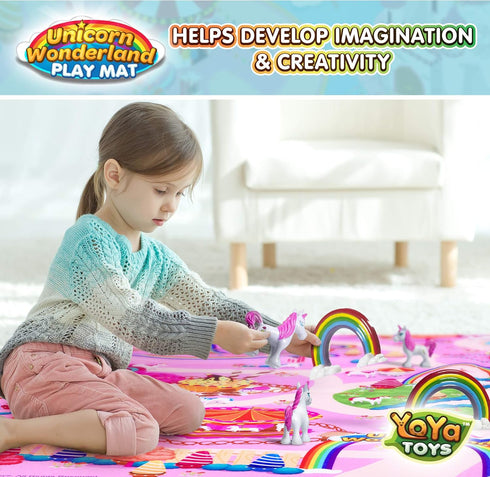 Set 8 Playset 3 4 5 6 7 8 YoYa Toys Unicorn Playmat - Pretend Play for Kids - PCS Unicorns and Rainbows Figures